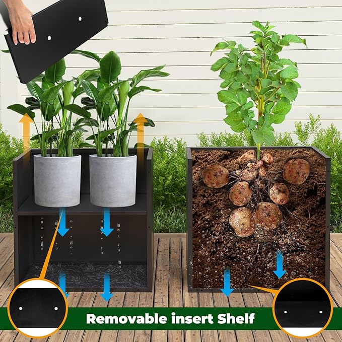 Black Steel Metallic Heavy Planter 30" x 12" x 24" for Outdoor Plants Metal Long Outdoor Planter Spliced Flower Box with Partitions for Outside,Indoor,Garden (Black, 30 * 12 * 24)