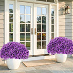 60 Pack Artificial Flowers for Outdoor Indoor Fake Plants, Faux Silk Flowers for Outdoors Outside Front Porch Hanging Planter Window Box Garden Spring Decoration(Purple)