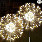 JJGoo Solar Firework Lights, 2 Pack 120 LEDs 2 Lighting Modes Solar Garden Lights Outdoor Waterproof for Yard Patio Walkway Pathway Party Wedding Christmas Decorative - Mixed Color