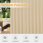 Easy-Going Outdoor Patio Curtains Detachable Tab Top Windproof Weatherproof Curtain for Cabana, Porch, Pergola and Gazebo, Tab Bottom Drape, 2 Panels, 110W x 84L inch, Beige