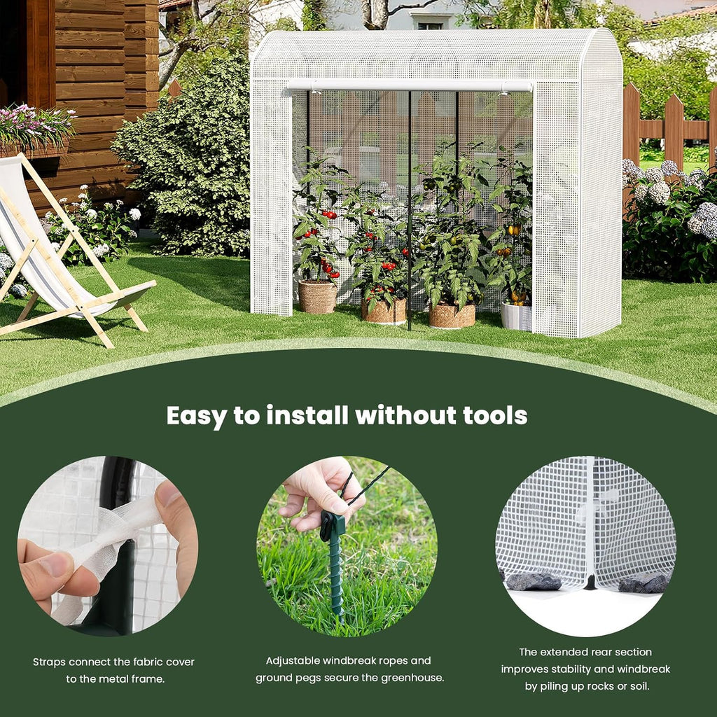 woltu garden greenhouse tunnel in galvanised steel tube, side view