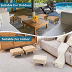 Wimarsbon Natural Seagrass Footstool Ottoman Rectangular Footrest Pouf Ottomans with Wooden Legs Hand Weave Step Stool for Living Room Bedroom Entryway Natural