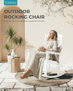 Ciokea Oversized Outdoor Rocking Chairs Set of 2, 380lbs Heavy-Duty Large Patio Rocker, High Back Cozy Porch Chairs, Weather Resistant Patio Rocking Chairs for Outside, Fire Pit, Deck, White