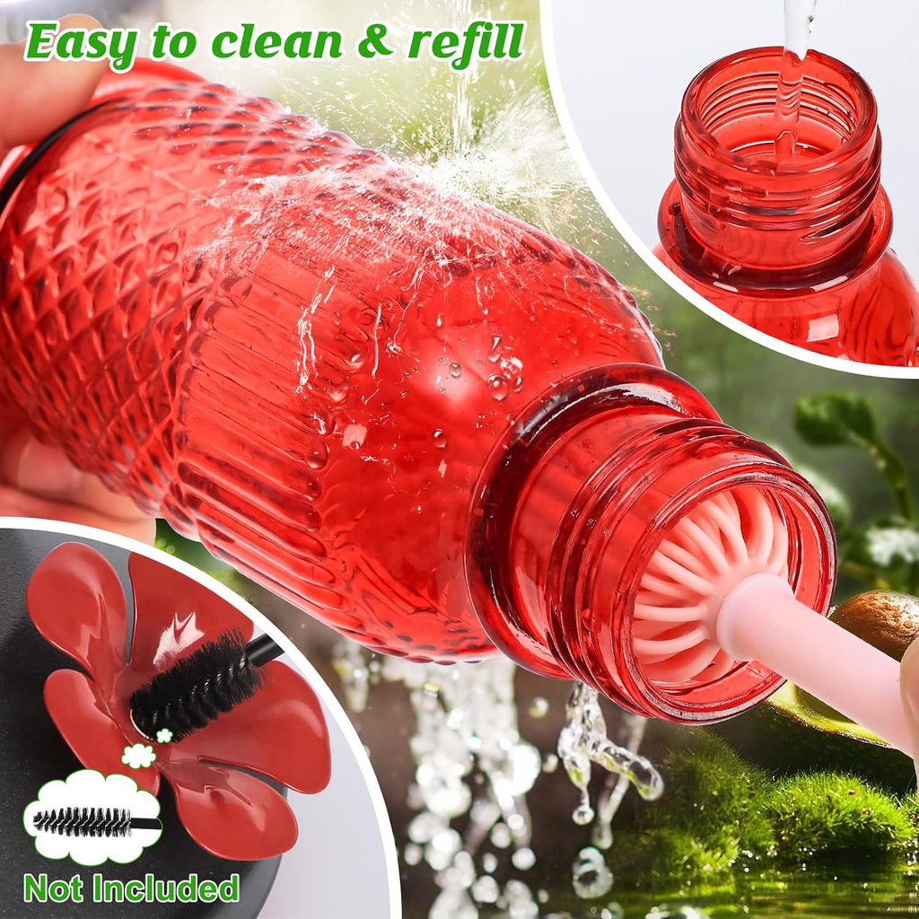 feed garden glass hummingbird feeder for outdoors, leak-resistant showing dimensions