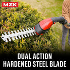 MZK 20V 2-in-1 Pole Hedge Trimmer & Grass Shear, 13-Foot Reach | Multi-angle cordless trimmer with extension pole for hedges, grass shearing, shrubs, and yard care.