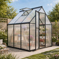 6x6ft outdoor greenhouse with roof vent, charcoal black, main product view