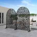 Casaphoria 72" H x 47" W Arched Metal Privacy Screen - Elegant Freestanding Outdoor Screen for Deck, Patio & Balcony - Versatile Decorative Privacy Panels for Home & Garden Use (Black-Net)