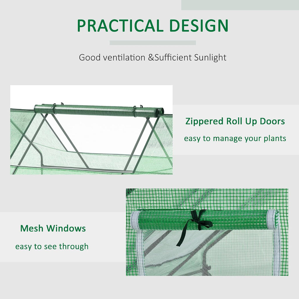 outsunny 71" x 55" x 32" mini greenhouse showing dimensions