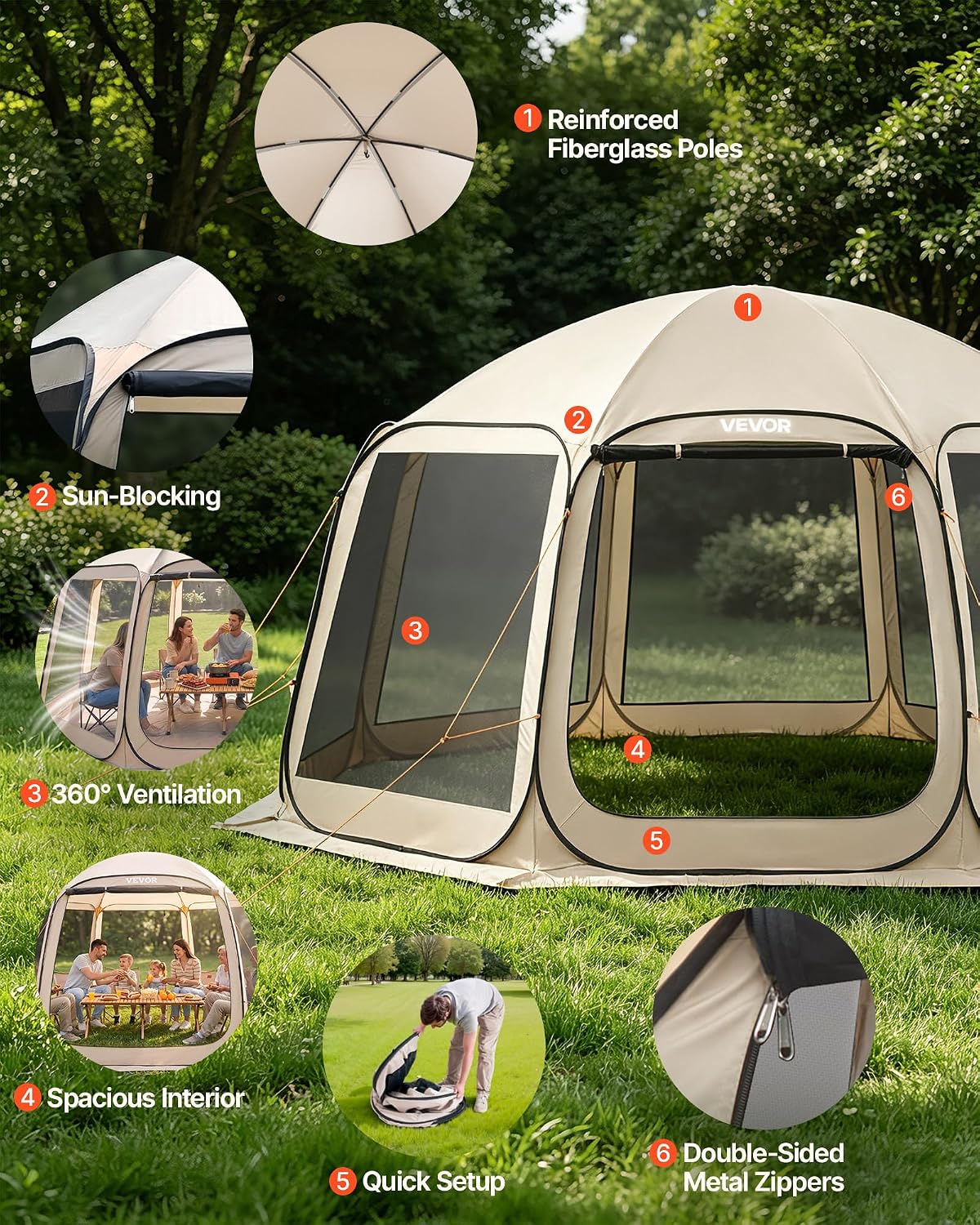 vevor pop up screen house tent, 15 x, view 9