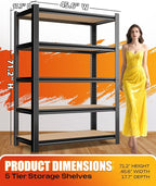 AOAORRG Set of 3 Garage Shelving Heavy Duty Storage Shelves, Metal Adjustable Shelving Unit, Utility Garage Organizer Shelf for Basement, Pantry, Kitchen, Warehouse, 45.6" Wx17.7 Dx71.2 H, Black