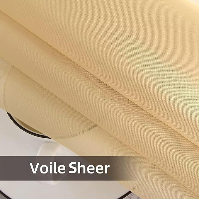 SpaceDresser Waterproof Outdoor Sheer Curtains for Patio - 2 Panels Rod Pocket Indoor Voile Sheer Curtain for Living Room,52W x 120L inch,Beige