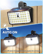 LUHLEE 176LED Clip on Solar Lights Outdoor, 600LM Solar Motion Lights Outdoor with 180° Wide Angle, IP65 Waterproof Portable Solar Fence Lights Outdoor for Fence, Gutter, Garden, Camping, Patio 2Pack