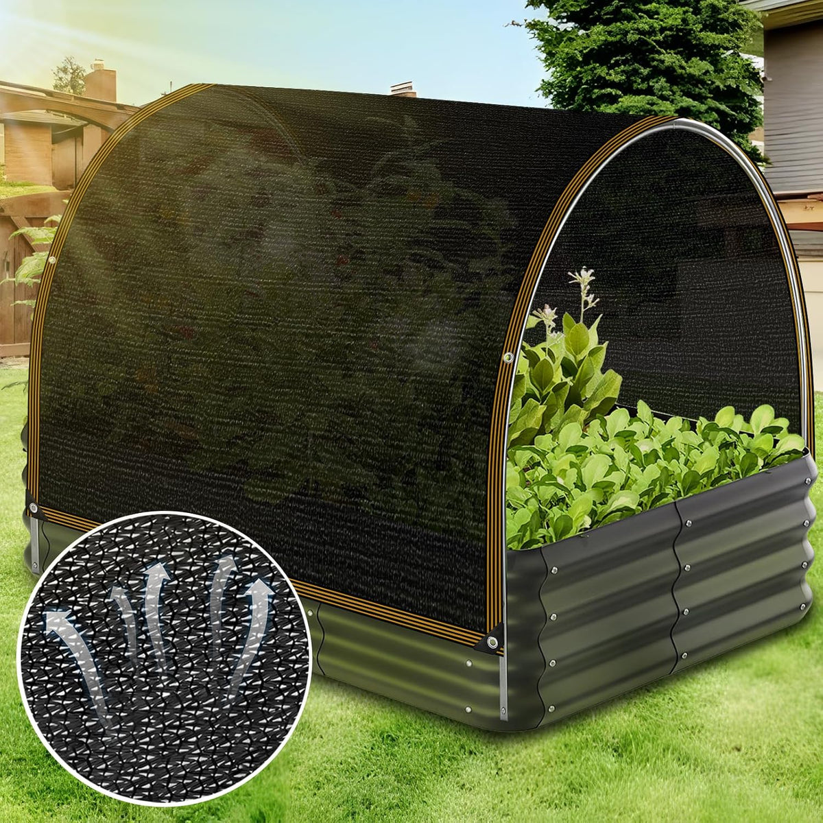 shade cloth - for garden 90% plant shades shown in use