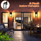 2-Pack Outdoor Wall Lantern, Exterior Waterproof Wall Sconce Light Fixtures, Black Outside Wall Lights with Clear Glass for House, Porch, Front Door, Garage, Patio, Bulbs Not Included