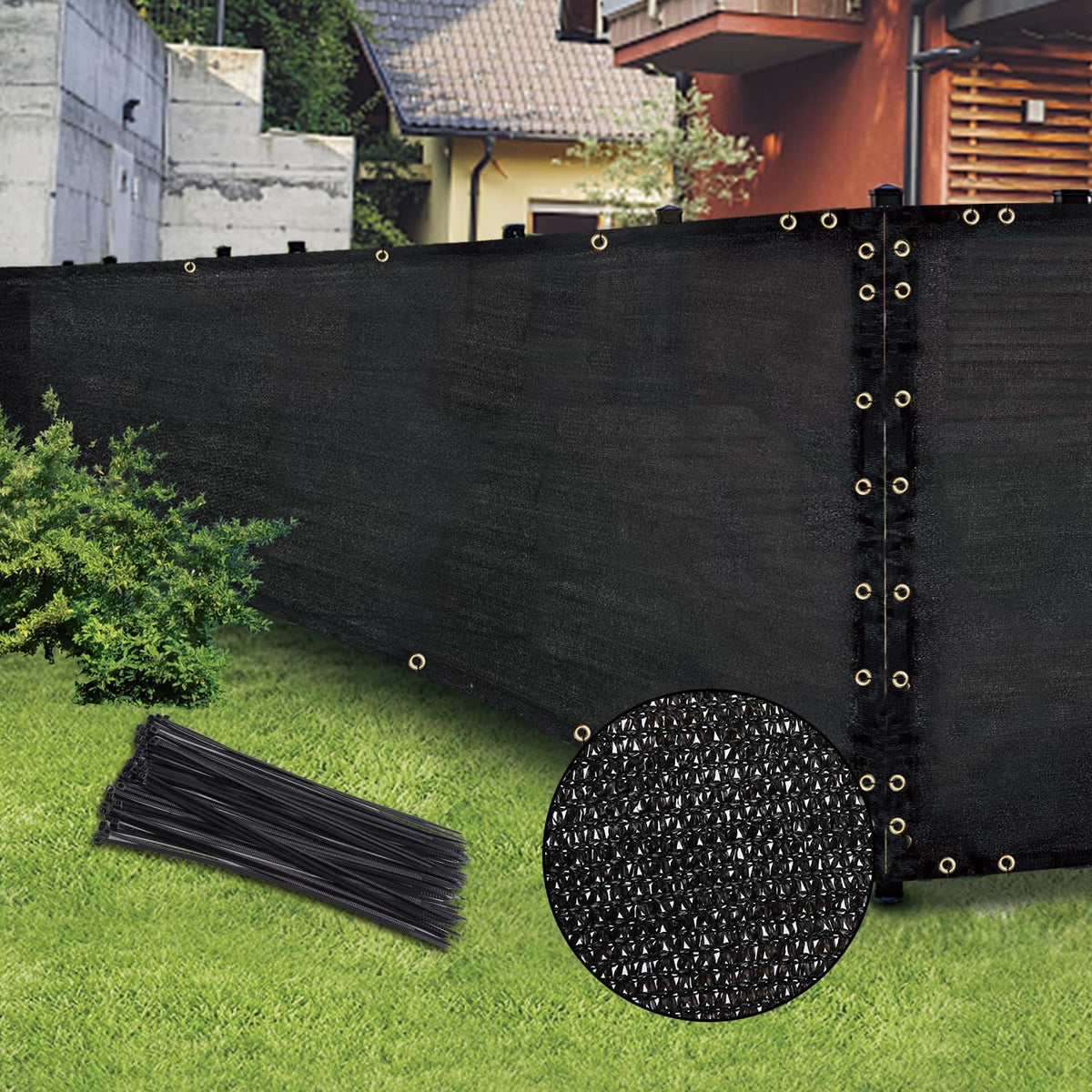 black 6ft x 50ft outdoor privacy screen fence, main product view