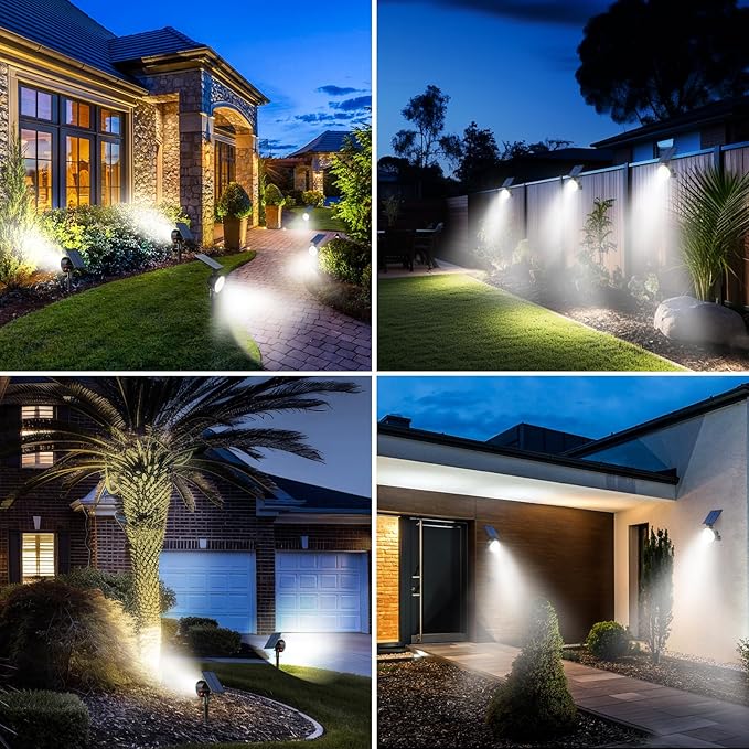 nipify Solar Lights Outdoor Waterproof, Spot Lights- 4 Pack/53 LED/3 Modes Solar Powered Spotlights 2-in-1 Auto On/Off Landscape Lighting for Outside Yard Wall Garden, Cool White