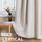 H.VERSAILTEX Linen Curtains 100% Blackout Curtains for Bedroom 102 inch Long Full Light Blocking Nature Linen Blended Window Curtains for Living Room Nickel Grommet (2 Panels, Heathered Natural)