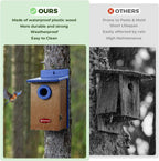 Kingyard Bluebird House, Outdoor Bird House with Predator Guard | Recycled poly lumber nesting box with a 1.5-inch entrance hole, clear viewing panel, bottom ventilation holes