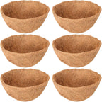 6 Pack 14 Inch Hanging Basket Coco Liners Replacement, Round | 100% Natural Coconut Liners for Planters, Breathable Coconut Fiber Planter Liners for Indoor Outdoor Plants, Flowers, Herbs