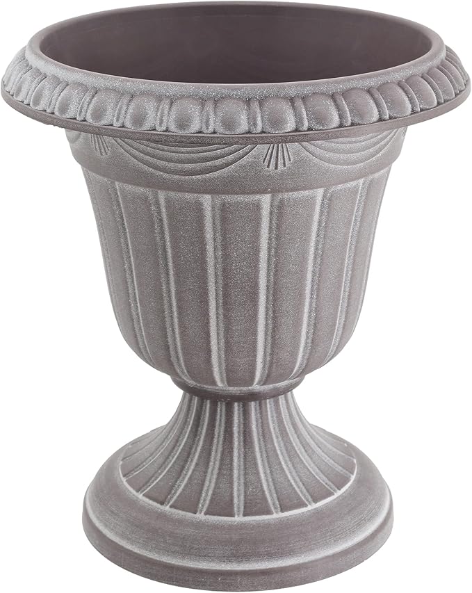 Arcadia Garden Products PL20WW Indoor/Outdoor Classic Traditional Plastic Urn Planter, Whitewash, 10" x 12", White Wash