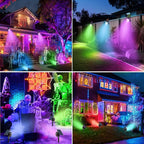 nipify 2 Pack Solar Spot Lights Outdoor Waterproof, Solar Spotlight Light for Outside Yard Landscape Lighting Pathway Lights Wall Auto On/Off, RGB