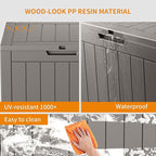 30 Gallon Outdoor Storage Box, Large Resin Deck Box for Patio Cushions, Garden Tools, Pool Accessories, Waterproof and Lockable Design, Storage Bench for Backyard & Deck(Gray)