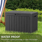 45 Gallon Outdoor Storage Box, Weather Resistant & Waterproof Resin Deck Box with UV Protection, Rattan Black Patio Storage Cabinet for Garden, Patio, Porch, Poolside(Black)