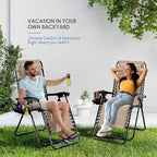 Nestl Zero Gravity Chairs Set of 2, Patio Lounge Chair Outdoor with Pillows & Cup Holder Trays, Adjustable Steel Mesh Reclining Camping Chair, Folding Patio Lawn Chair for Deck, Beach, Yard - Beige