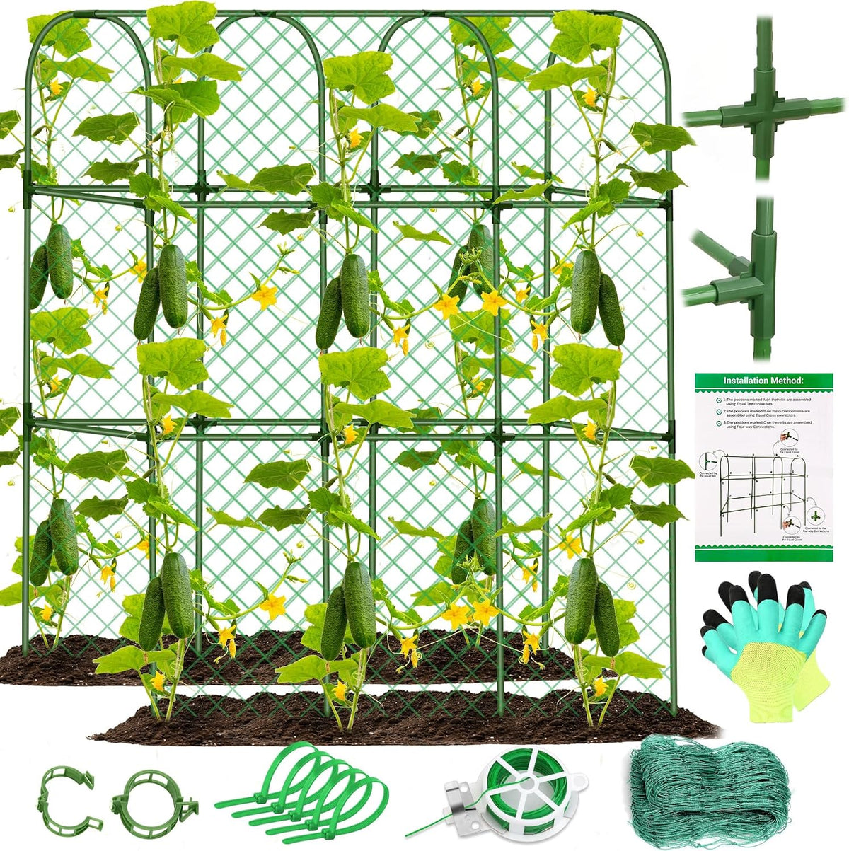 cucumber trellis for garden, upgrade u-shaped metal garden, main product view