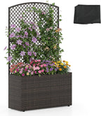 happygrill pe rattan raised garden bed with trellis, main product view