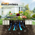 KING BIRD Raised Garden Bed 68"x 36"x 12" Galvanized Steel Metal Outdoor Garden Planter Box Kit with 2 Pairs of Gloves (Ivory)