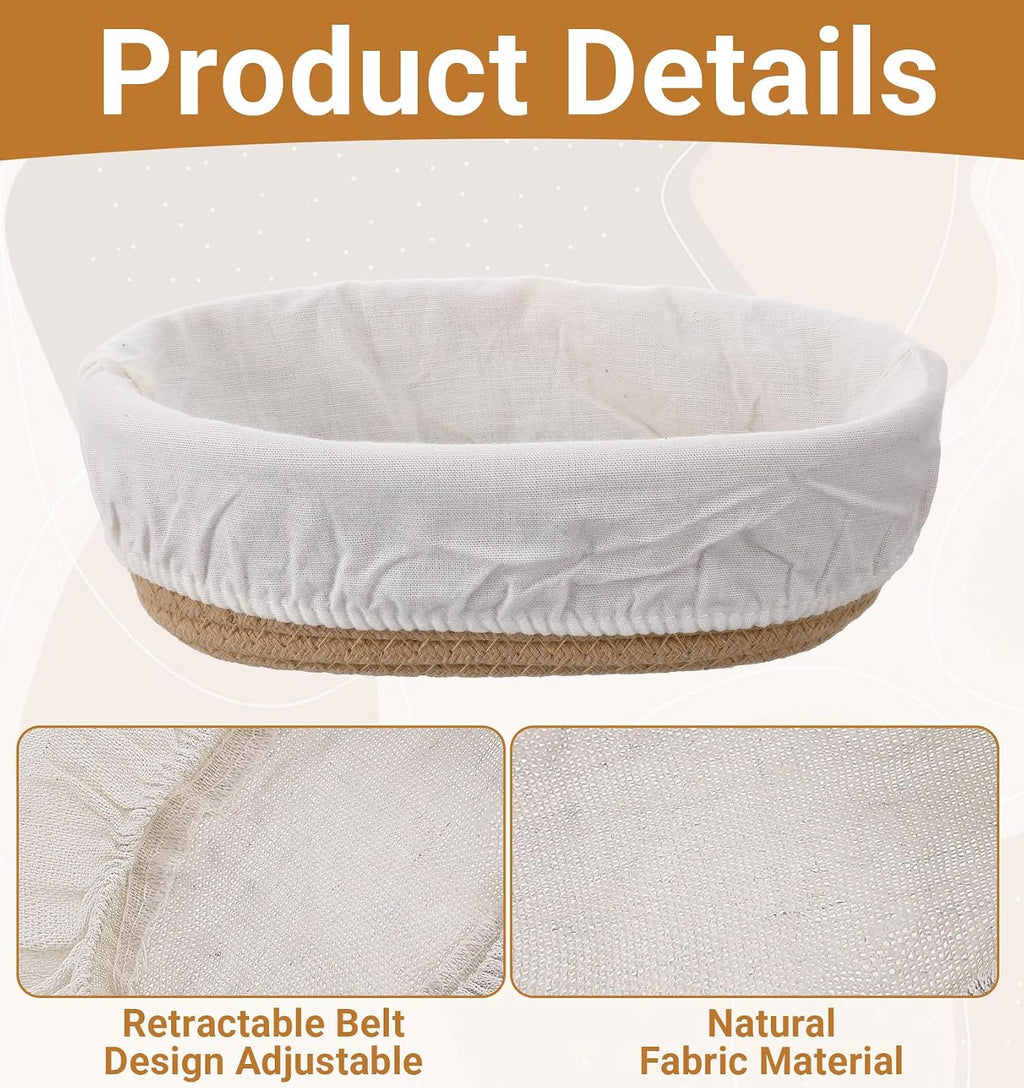 6 Pcs Sourdough Proofing Basket Liner, 10 Inch Oval Bread Proofing Cloth Liner for Banneton Basket Sourdough Baking Dough Baskets Cover (Cotton-Linen, Oval)
