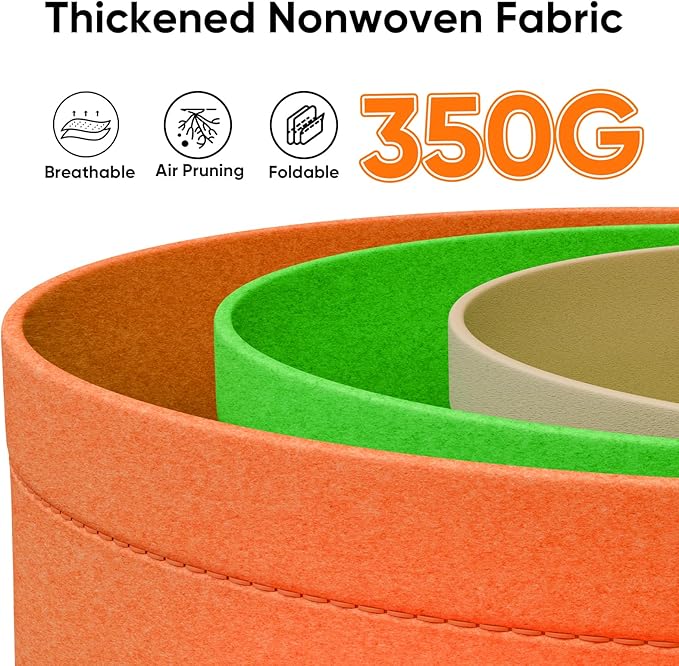 5 Gallon Potato Grow Bags - 6 Pack 350g Heavy Duty Thick Aeration Nonwoven Fabric Pots with Handles, Potatoes Grow Bags 5 Gal with Flap, Garden Bags for Growing Potatoes Plant Vegetables Flower