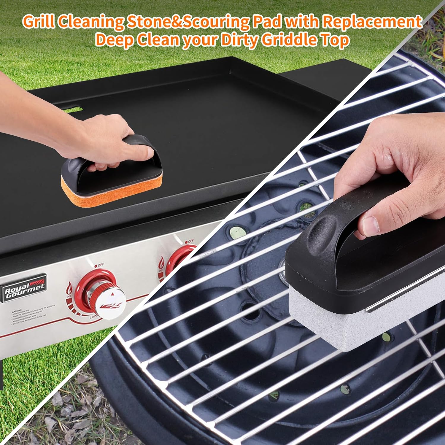 12 Pcs Griddle Cleaning Kit for Blackstone, Heavy Duty Grill Brush | Flat Top Grill Cleaning Kit with Grill Stone, Griddle Scraper & Griddle Brush, Easy to Remove Stain, BBQ Accessories