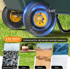 vingli 2 wheel wheelbarrow, plastic and steel wheel showing dimensions