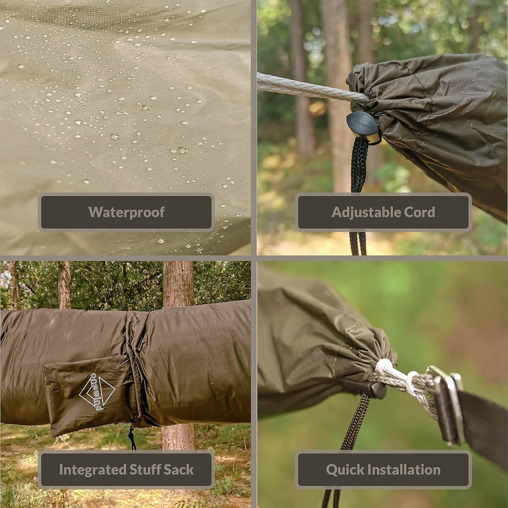 Onewind Hammock Sleeve 12ft, Nylon Hammock Snakeskin | Lightweight Waterproof Camping Hammock Storage and Cover, 12' Large for Hammock, Underquilt Combo, Topquilt, OD Green