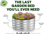 Round Galvanized Raised Garden Bed // 2×2×1 ft Galvanized Raised Garden Beds Outdoor for Gardening, Vegetables, Flowers // Patented Tool-Free Design Round Planter (Silver)