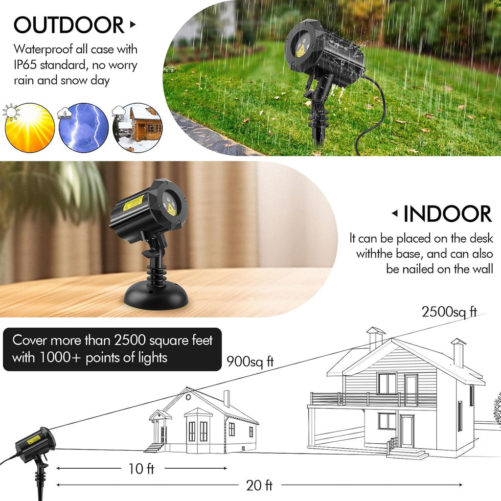 Christmas Laser Projector Lights Waterproof Outdoor Garden Decorative Lighting with Security Lock 3 Color Red Green Blue