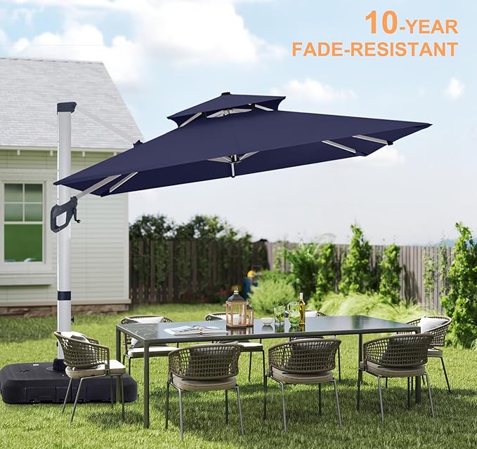 ABCCANOPY Patio Umbrella Cantilever Double Top Outdoor Offset Umbrella with 360° Rotation