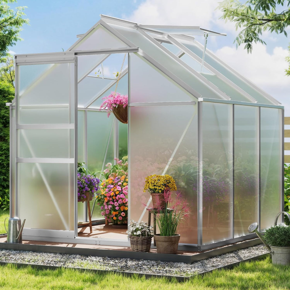yitahome 6x6ft polycarbonate greenhouse heavy duty green houses, main product view