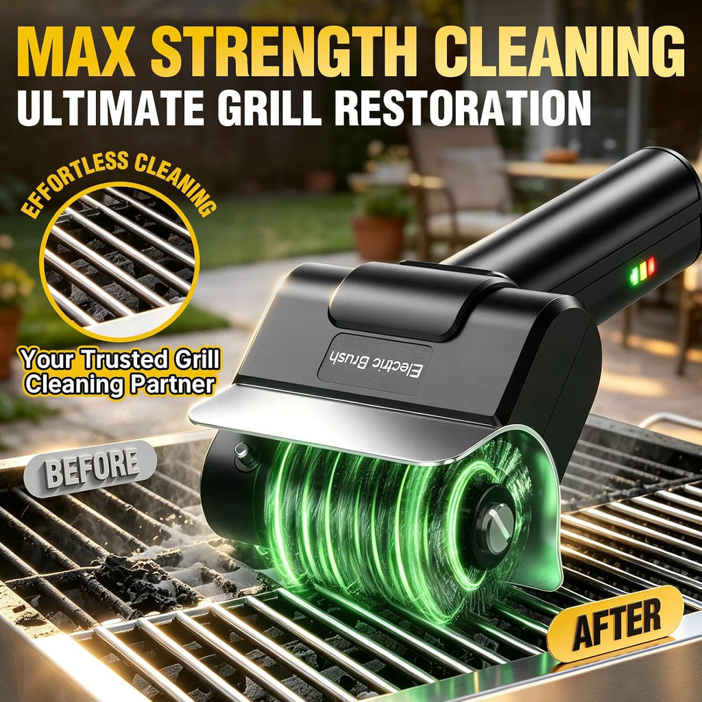 Electric Grill Brush, 2026 Upgraded Cordless BBQ Grill Cleaner | 1100 RPM, 2600mAh Rechargeable, Dual Safety Lock, Splash-Proof Guard, Detachable Stainless Head for Gas Charcoal Cast Iron Grills