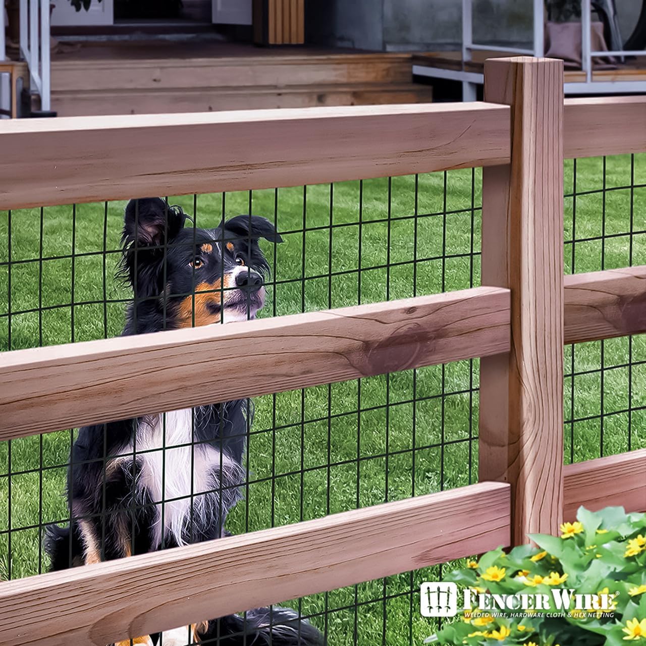 Fencer Wire Vinyl Coated 16 Gauge Welded Fence Wire Roll, Mesh Size 2-Inch x 3-Inch, Black Metal Garden Fencing Wire Grid Hardware Cloth, Multiple Use for Home Improvement