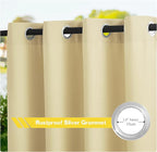 NICETOWN Canvas Patio Curtains Outdoor Waterproof, Rustproof Grommet Durable Thick Privacy Indoor/Outdoor Curtains & Drapes for Porch/Pergola/Cabana, W55 x L95, Light Beige, 2 Panels