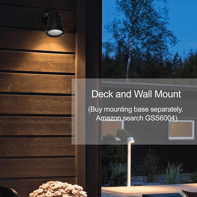 GSS6005 Plug in Spotlight Outdoor, 5W LED Landscape Spotlight 120V, 3000K Warm White, Metal Construction with Ground Stake, 3ft Cord and Plug, Black (Pack of 2)