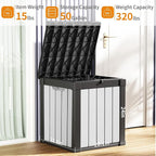 EasyUp 50 Gallon Outdoor Storage Box, Resin Waterproof UV-Resistant Deck Box, Reinforced Stability for Patio, Garden, and Poolside, Striped Black & White
