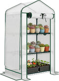 outsunny 3 tier mini greenhouse w/ screen roof, main product view