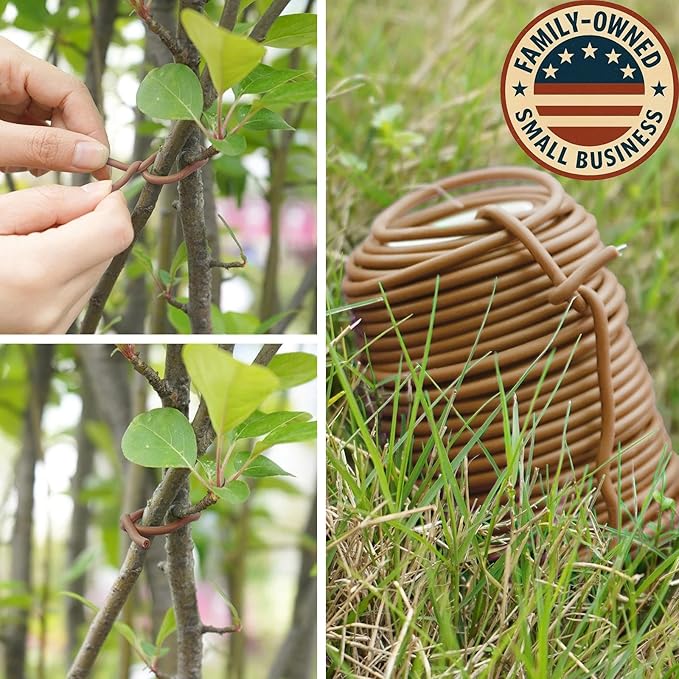 Decoroca Soft Plant Ties for Support - 65.6' Reusable Waterproof Plant Wire, 3.5mm Garden Twist, Office Organization and Decoration Binding（1pc/Brown）