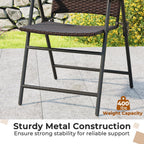 Tangkula Outdoor Folding Chairs Set of 2, Patio PE Wicker Dining Chairs with Armrests and Metal Frame, Portable Lawn Chairs for Garden, Porch, Balcony and Camping, Fully Assembled (1, Mix Brown)