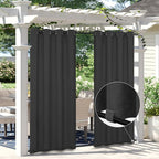 Easy-Going Linen Look Outdoor Curtains Waterproof Windproof Porch Curtains, Soft Thicken Outdoor Privacy Curtains for Patio, Gazebo, Grommet Top and Tab Bottom Drape, 1 Panel, 54x120 inch, Black