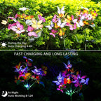 Solar Garden Lights Outdoor Waterproof Decorative Solar Lights Outdoor 2 Pack with 44 LED 34 Butterfly Flower Garden Decor Yard Patio Lawn, Gifts for Mother's Day Mom Women
